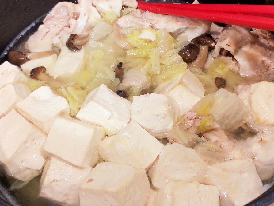 【減塩】白菜と豆腐と豚肉メインの無水鍋の画像