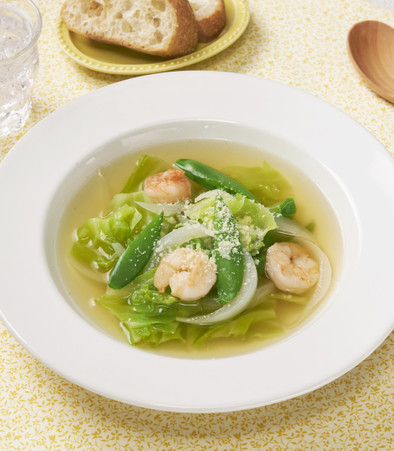 えびと春野菜のごちそうスープの写真