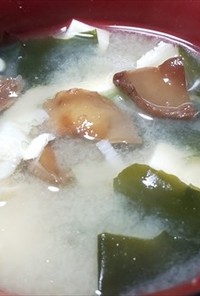 クリフウセンタケ、ブナシメジの味噌汁