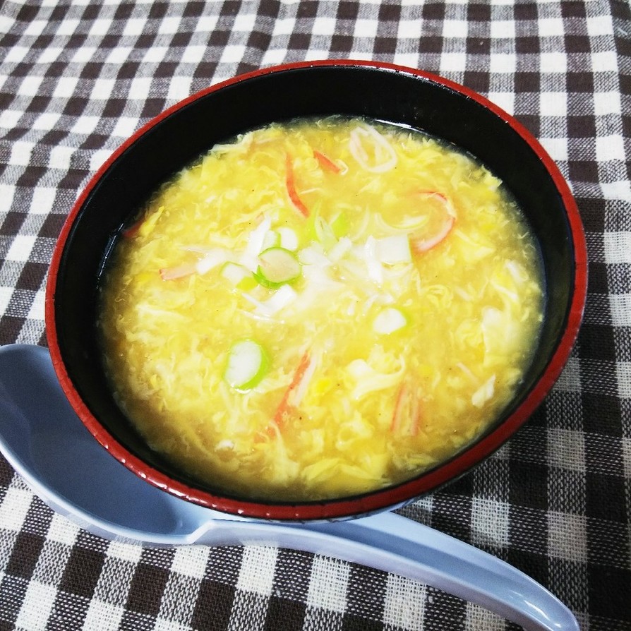 【簡単】カニカマ入中華かき卵コーンスープの画像