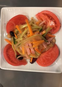 マロニーちゃんと冷蔵庫の野菜で中華サラダ