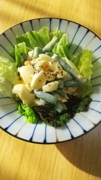 いんげんの卵サラダの写真