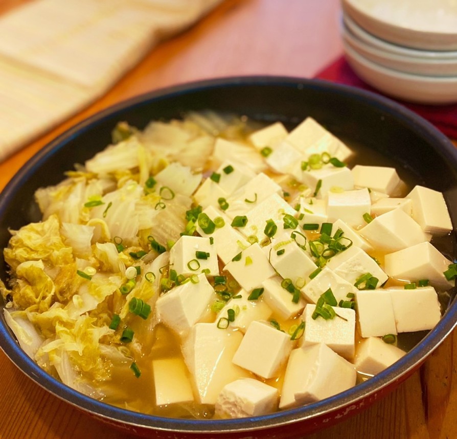 材料２つ　白菜と豆腐の生姜スープ煮の画像