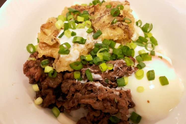 絶品 舞茸天入り牛肉しぐれ煮温玉うどん レシピ 作り方 By ゆかにゃ クックパッド