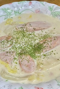 簡単・白菜と魚肉ソーセージのクリーム煮