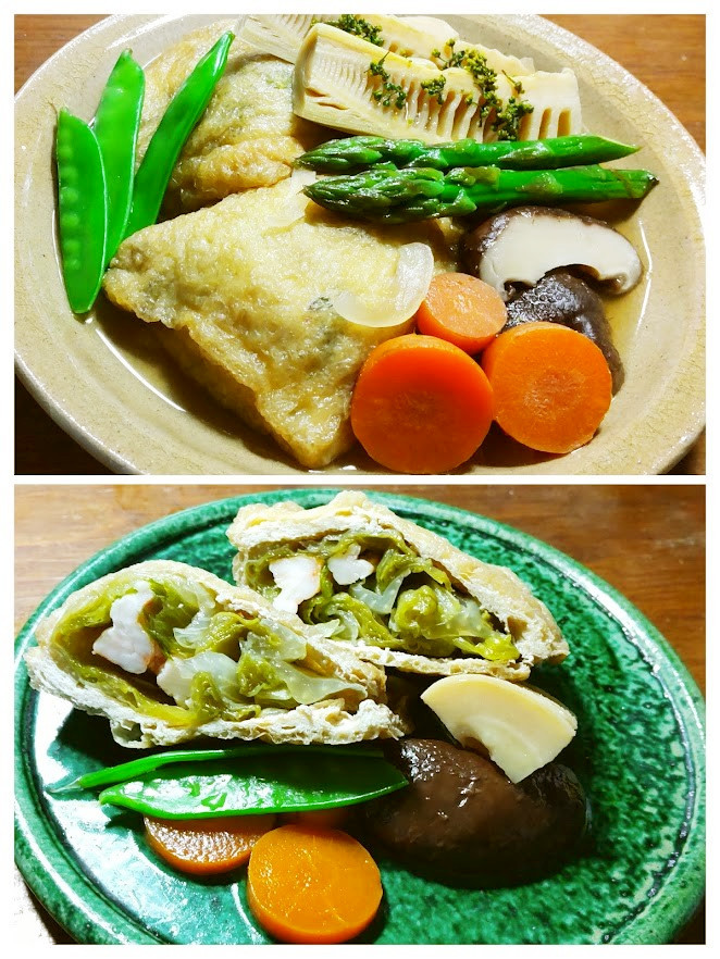 野菜の煮物レタスと海老の巾着煮　発酵玉葱の画像