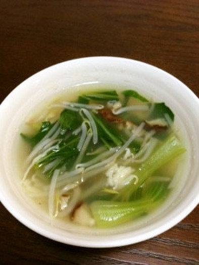 缶詰で簡単　チンゲン菜の中華うま味スープの写真