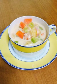 余り野菜の豆乳スープ