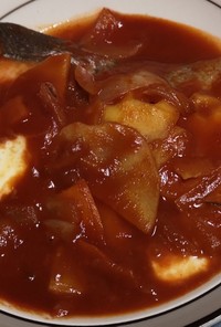 鮭とモッツァレラのトマトジュース煮(仮)