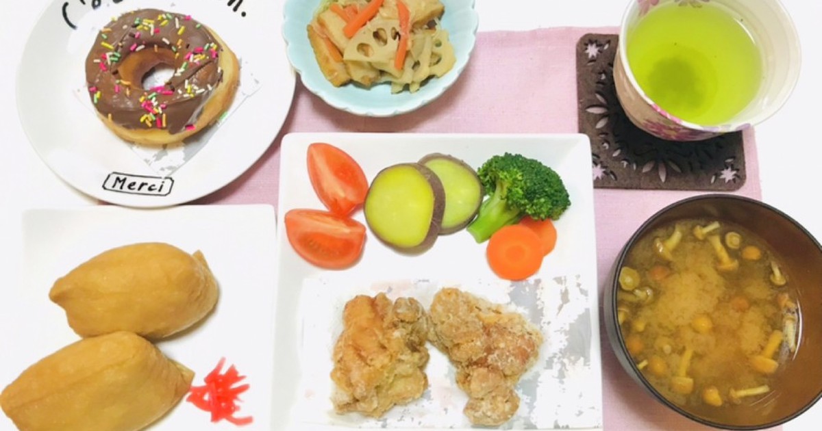 唐揚げ お稲荷さんの夕飯献立 レシピ 作り方 By 体裁よく クックパッド 簡単おいしいみんなのレシピが354万品