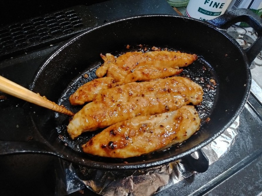 鶏肉ささみガーリック醤油焼き(簡単)の画像