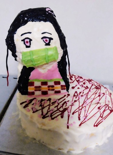 禰豆子(鬼滅の刃)ケーキの写真