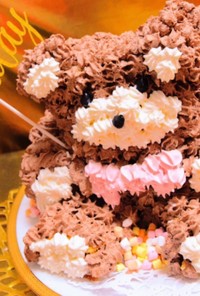 可愛いクマのチョコレート立体3Dケーキ