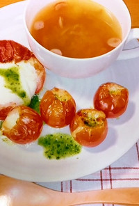 モッツァレラトマトとトマトスープ