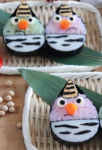 【恵方巻き】簡単に作れる鬼の飾り巻き寿司