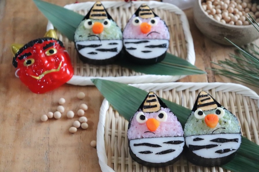 【恵方巻き】簡単に作れる鬼の飾り巻き寿司の画像