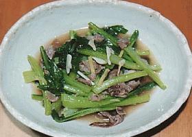牛肉と小松菜の煮びたし