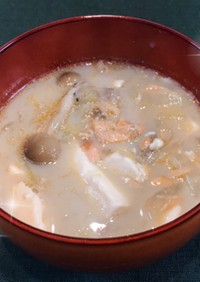 豆腐と鮭のコクうま豆乳クリーミースープ♪