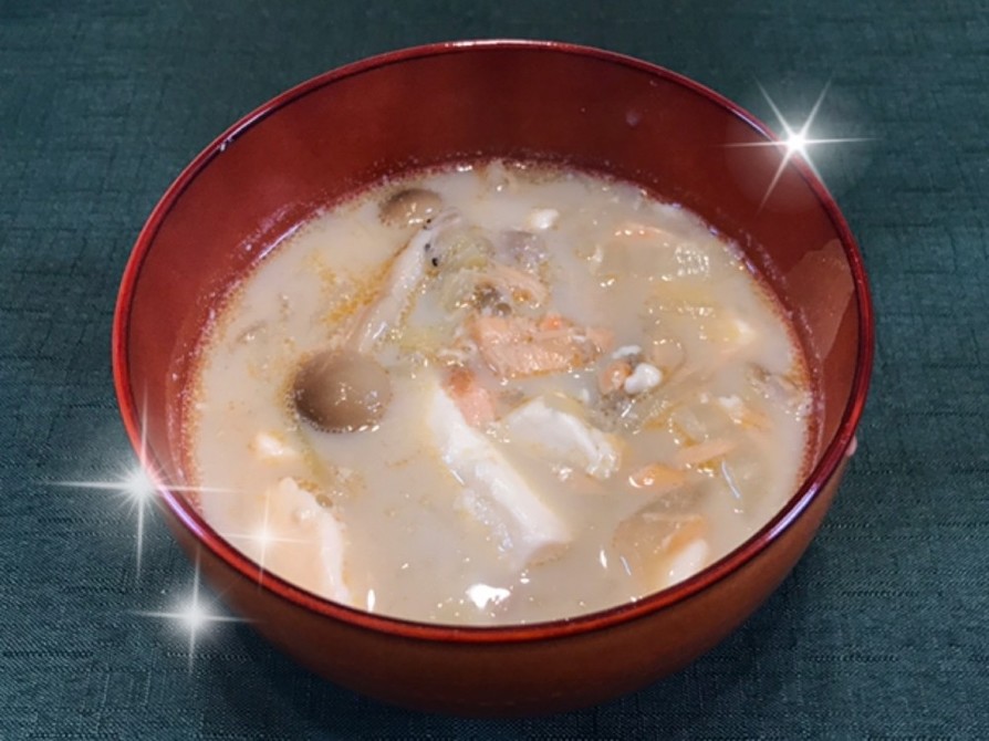 豆腐と鮭のコクうま豆乳クリーミースープ♪の画像