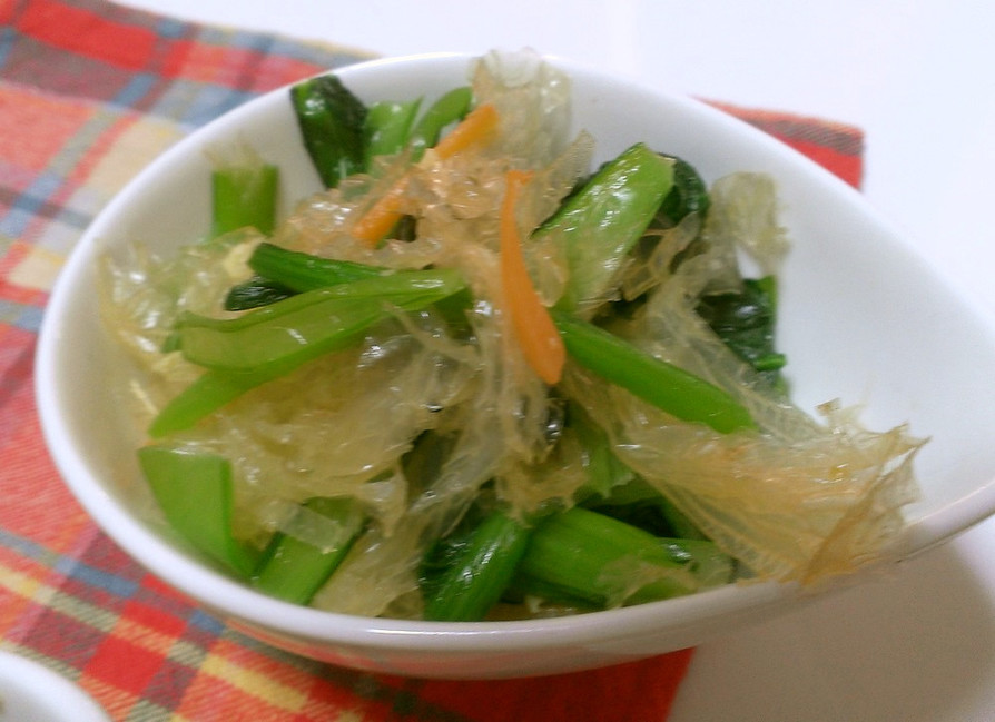 小松菜と寒天のサラダ