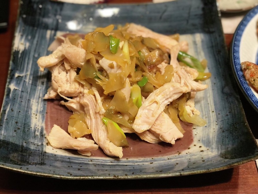 鶏胸肉とザーサイ長ネギの炒め物の画像