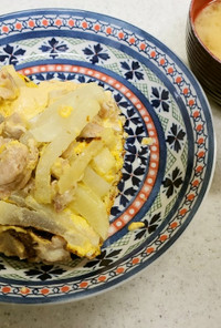 豚肉と大根とチーズの卵料理＆ネギの味噌汁
