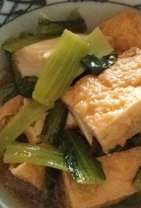 簡単、小松菜と厚揚げの炒め煮