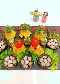 ひなまつり飾り巻き寿司