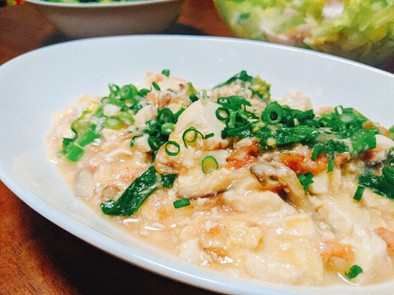 節約・春の味❀豆腐と菜の花の小海老餡の写真