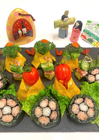 ひな祭♪スピ飾り巻き寿司とスピ野菜雛寿司