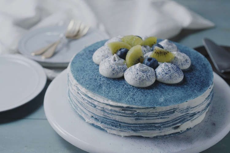 天然ハーブの青いミルクレープケーキ レシピ 作り方 By Japanblue クックパッド