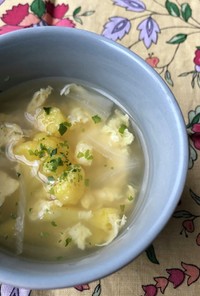 腸活☆朝ごはん☆塩麹と新玉葱の卵スープ
