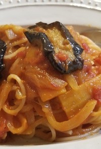 簡単。無添加。トマト缶の揚げ茄子パスタ。