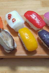 野菜の彩り寿司◎寿司型を使えばお手軽です