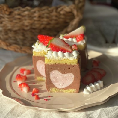 ♡ハートのいちごチョコムースケーキ♡の写真