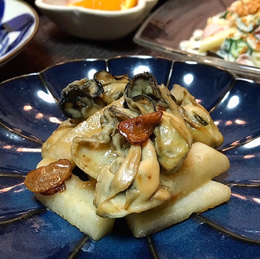 牡蠣と長芋のガーリックソテーの画像