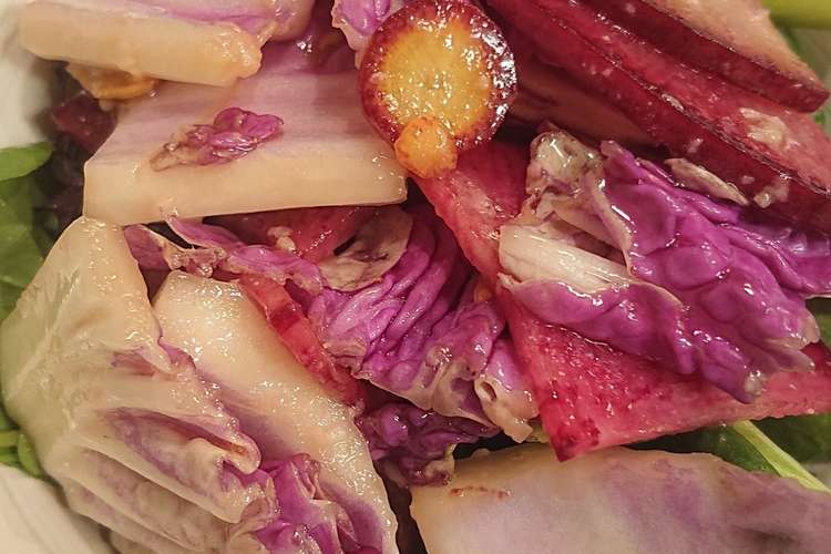 赤紫白菜のサラダ 簡単ドレッシングで レシピ 作り方 By 農園たや クックパッド 簡単おいしいみんなのレシピが353万品