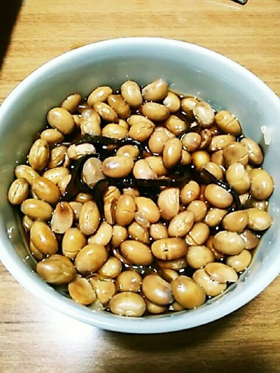 煎り大豆でレンチン1分　簡単煮豆の写真