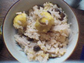 栗ときのこの炊き込みご飯