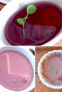 紫人参スープ～寒天寄せ　三段活用