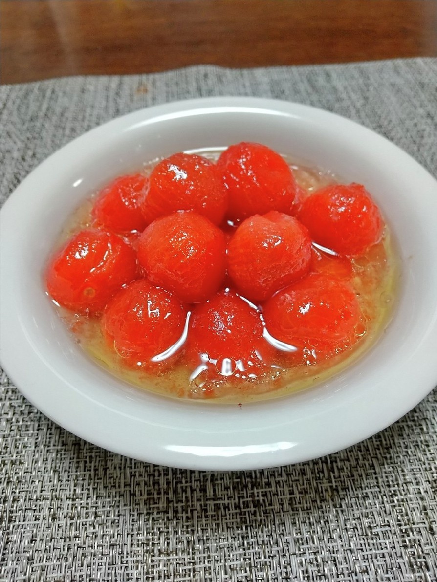 冷凍トマトの甘酢オリーブオイルがけの画像