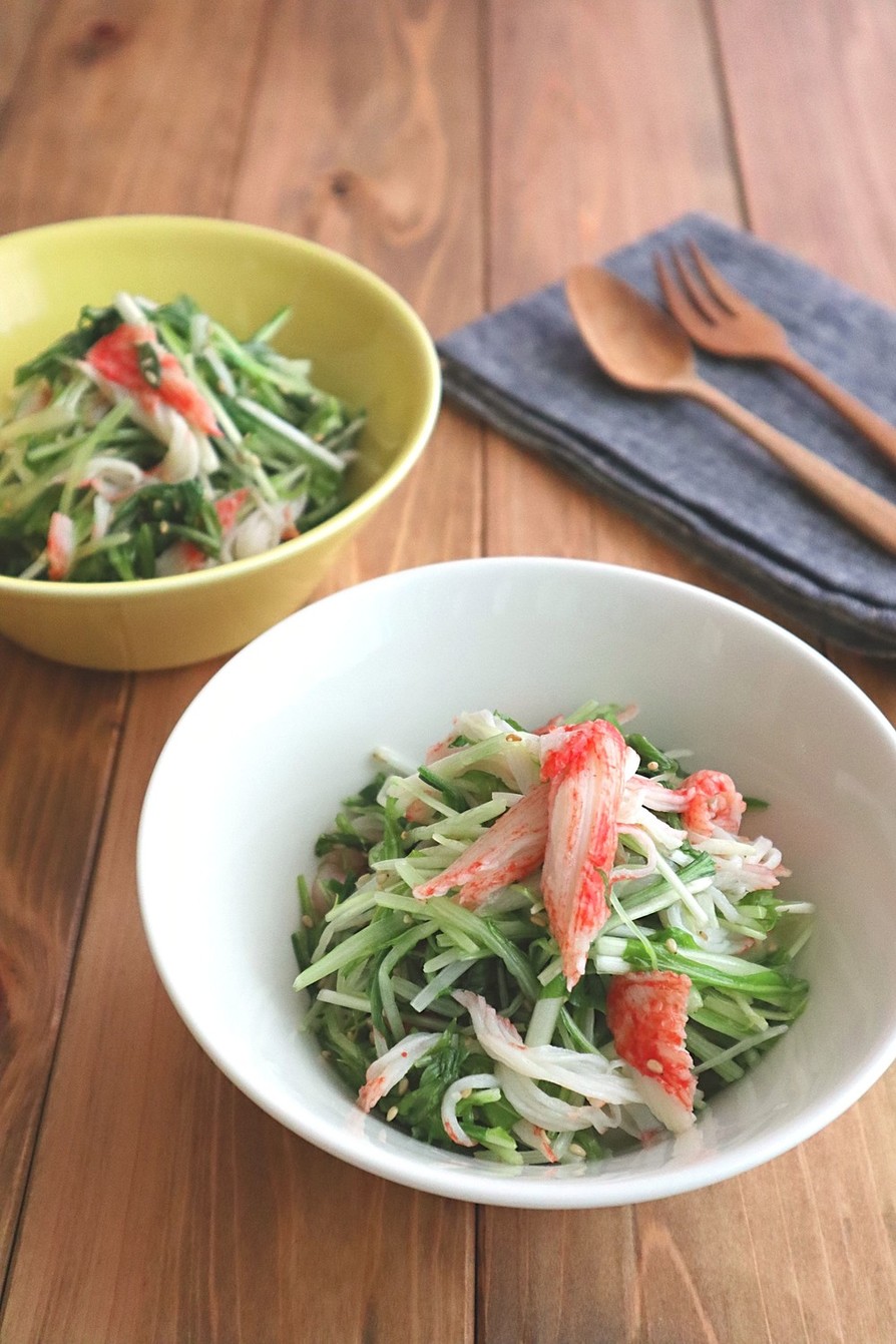 簡単☆水菜とカニカマのナムル風サラダの画像