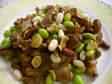お豆と砂肝のホットサラダの写真