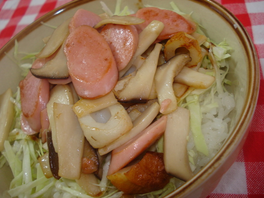 魚肉ソ－セ－ジとエリンギ丼☆の画像