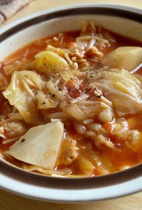 里芋とキャベツのトマトスープ