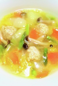 黄金比率の肉団子と白菜の中華スープ