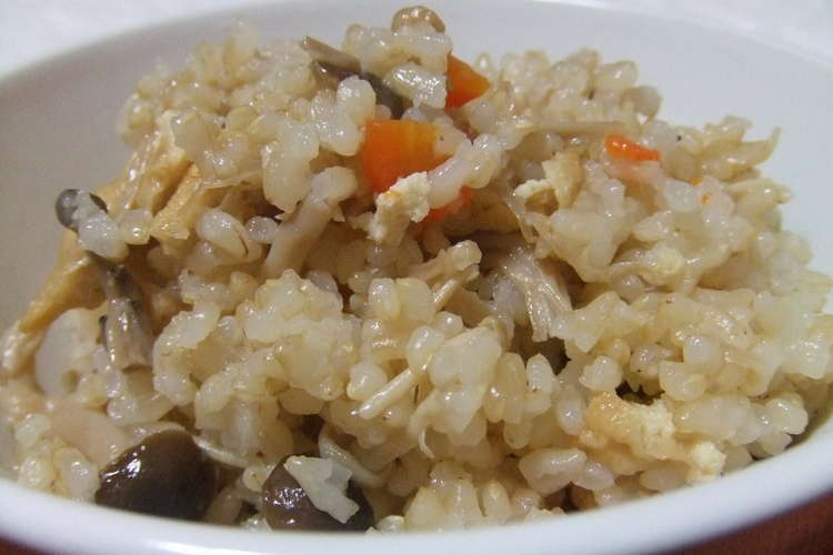 白だしで 玄米１００ のきのこご飯 レシピ 作り方 By 花茶 クックパッド