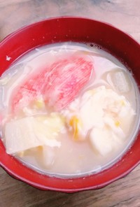 きな粉スープ（白菜、卵、カニカマ）