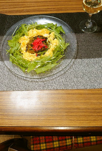 ヨウサマの減塩高菜と水菜の卵サラダ