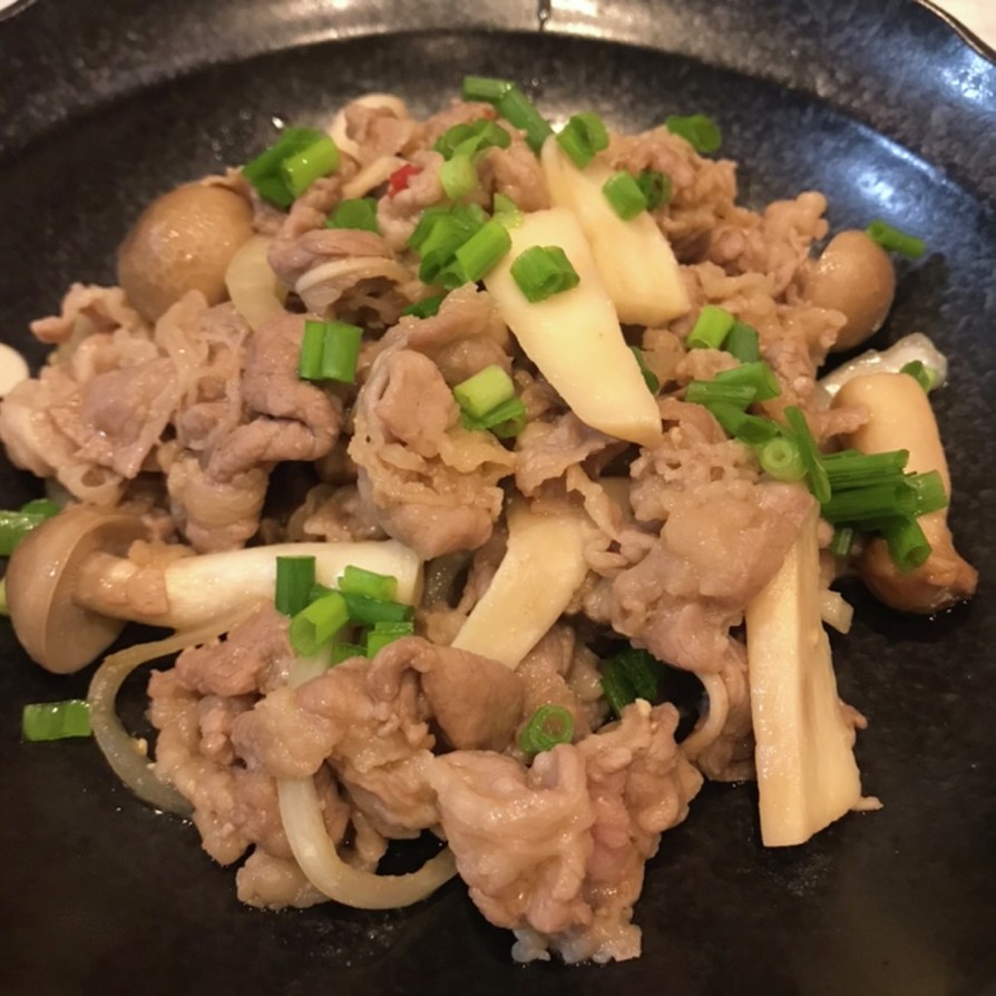 牛薄切り肉ときのこのピリ辛味噌炒めの画像